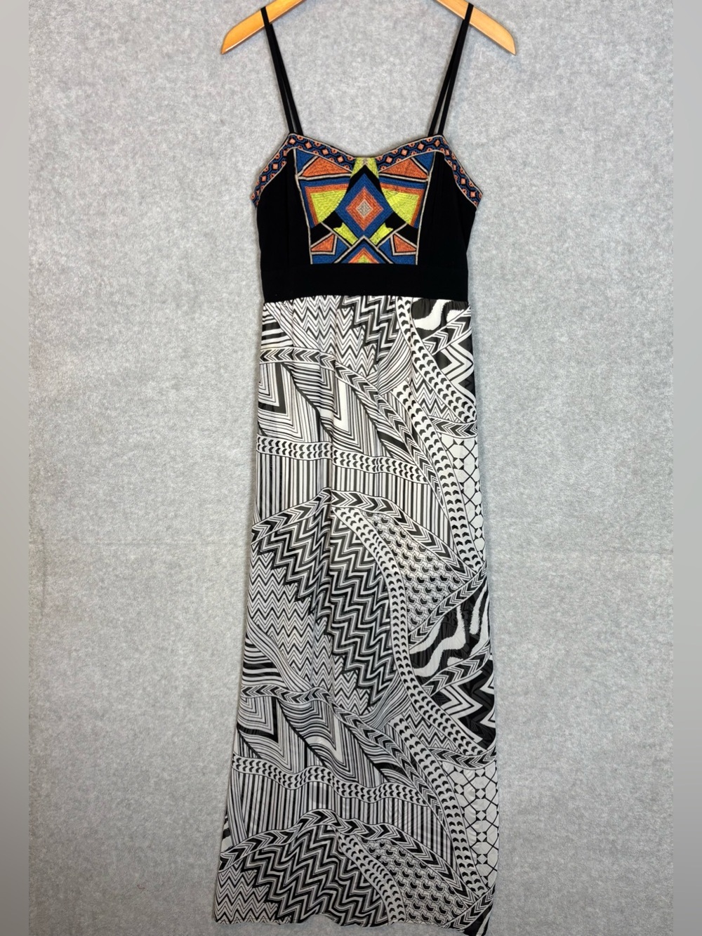 Flying Tomato Embroidered Geometric Tribal Print Maxi Dress-Women Size Large